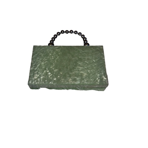 Asos Design Marble Resign Bag with Beaded Grab Handle in Mint - Picture 3 of 6